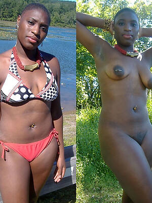 black matured flaunts the brush pussy