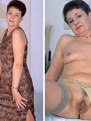 mature dressed vs undressed sexy photo